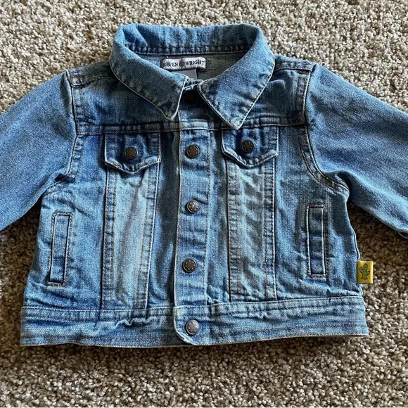 Bowen & Wright Denim Jacket Baby Girl Boy 12 Months Blue Cotton Vintage - Picture 3 of 16